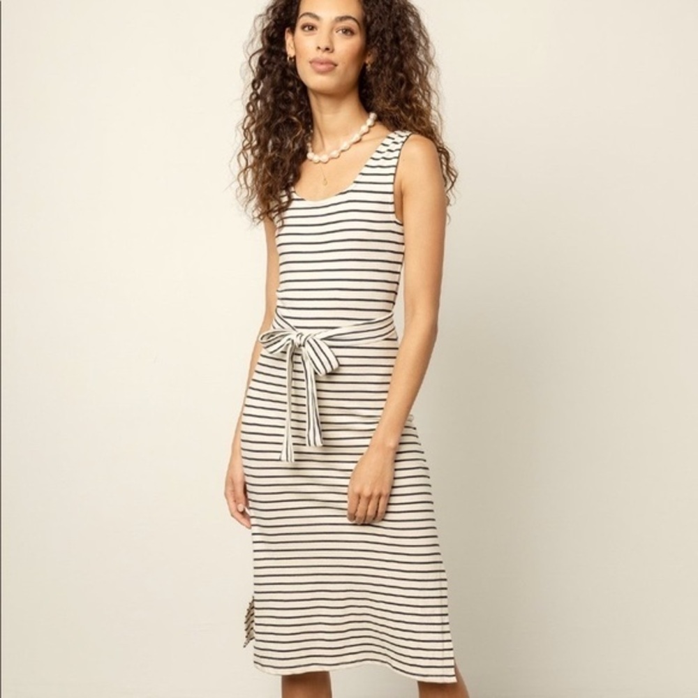 Nwt Dress Banana Republic Maxi Tank Dress Striped Midi Sleeveless Stretch Gray